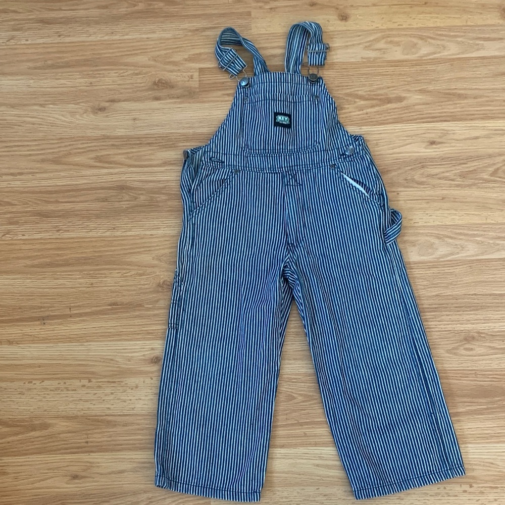 KEY railroad stripe overalls